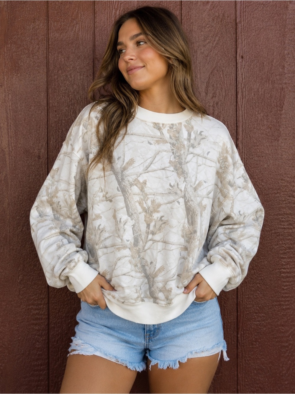 Dairy Boy Woodland Camo Crewneck Sweatshirt Medium Oversized Hunting Western